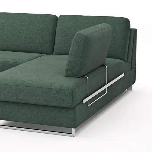 Ecksofa Nuoro - 2-Sitzer mit Longchair rechts inkl. Schlaffunktion und Bettkasten, Stoff, Dunkelgrün