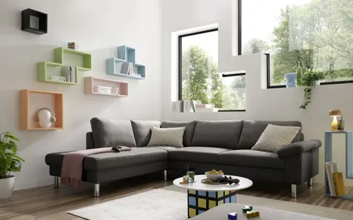 Ecksofa COOL - Ecke links mit 2,5-Sitzer, Stoff, Mocca