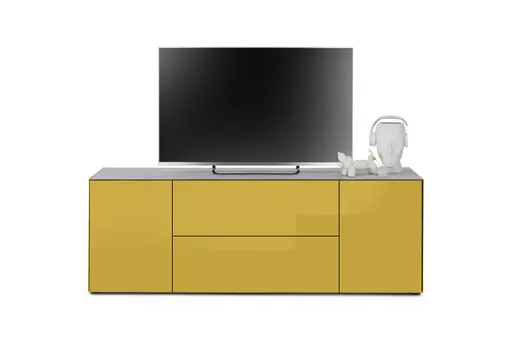 Lowboard - B ca. 181 cm, Goldgelb, Keramikoptik