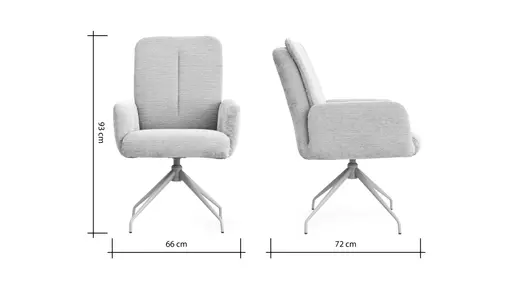 Armlehnstuhl Evania - Dreh und Relax-Funktion, hoher Rücken, Stoff, Ecru
