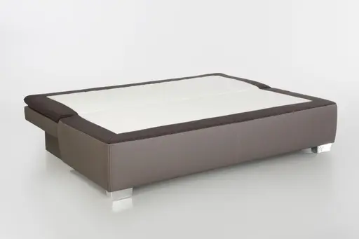 Schlafsofa - 2-Sitzer inkl. Schlaffunktion mit Bettkasten, 2 Rückenkissen, 2 Armlehnkissen, Stoff Braun