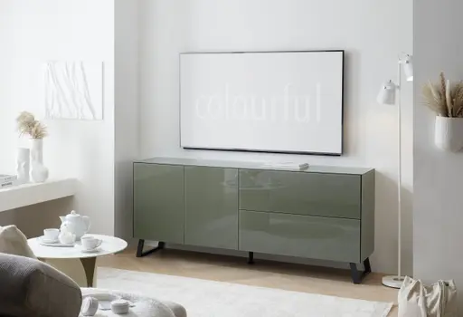 Lowboard - B ca. 181 cm, Olivgrün, Keramikoptik