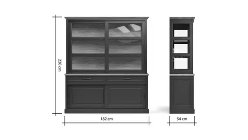 Buffetschrank Louisiana - mit Schiebetüren, teilmassiv, Schwarzgrau