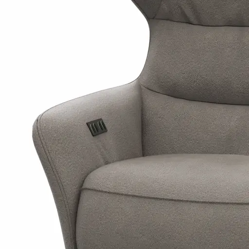 Drehsessel Houston Relax - Größe M, inkl. Relaxfunktion (motorisch), Aufstehhilfe und Kopfstütze, Stoff, Taupe