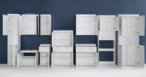 Highboard- B ca. 73 cm, Weiß, Weiß Hochglanz