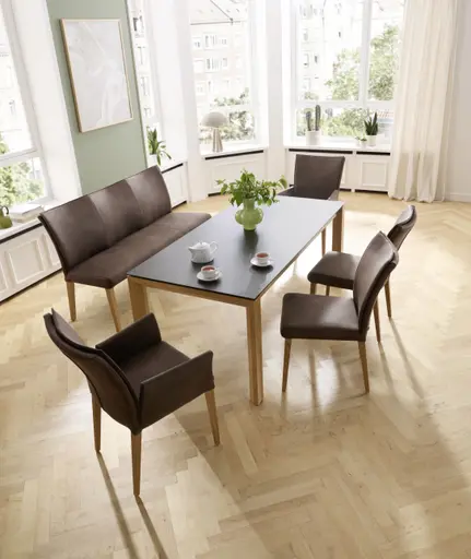 Polsterbank Florea - Breite ca. 155 cm, Stoff, Dunkelbraun