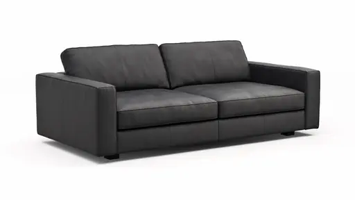 Sofa Aprino 2 - 3,5-Sitzer L, Dickleder, Schwarz, Armlehne Block schmal