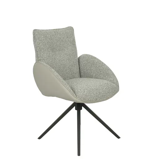 Armlehnstuhl MAURA - drehbar, Stoff, Silberfarben, Latte Macchiato