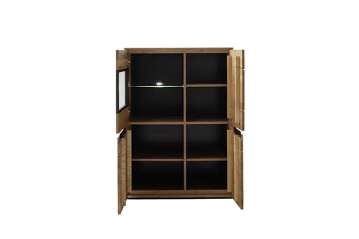 Wohnwand - Eiche Furnier geölt, Wildeiche massiv geölt