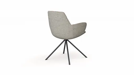 Armlehnstuhl Pegara - Stoff, Hellgrau, Leder, Cognac