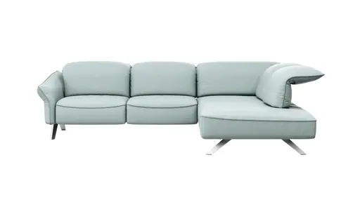 Ecksofa Bormio - 2,5-Sitzer, Ecke rechts, inklusive Kopfteilverstellung, Leder, Jade
