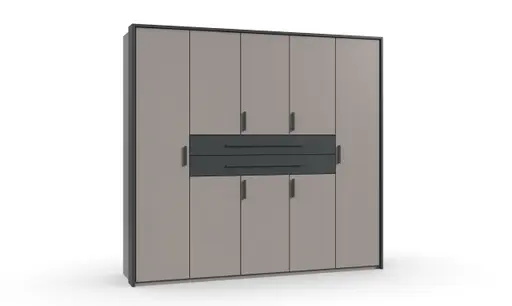 Drehtürenschrank- B ca. 225 cm, Saharagrau, Grafit