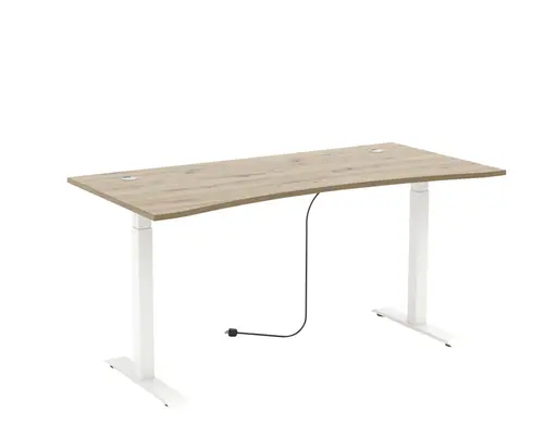 Schreibtisch - höhenverstellbar, LB ca. 160x77 cm, Artisan Eiche Nachbildung, Weiß