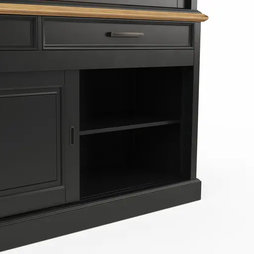 Buffetschrank Louisiana - mit Schiebetüren, teilmassiv, Schwarzgrau