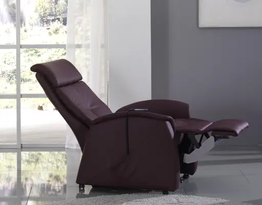 Fernsehsessel EM Bremen - Relaxfunktion (1-motorisch), Leder, Burgund
