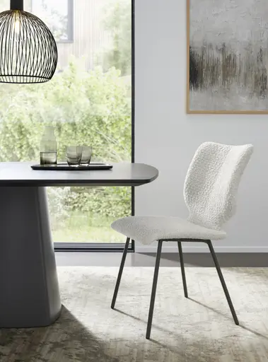 Stuhl Cupi - 4-Fuß, Stoff, Ecru