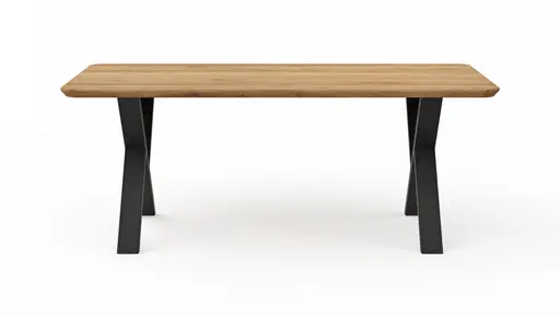 Esstisch Belfast - LB ca. 200x100 cm, Eiche massiv, X-Gestell asymmetrisch