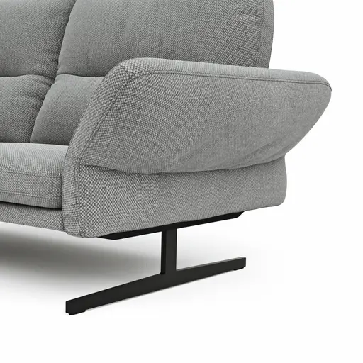 Ecksofa  Alexander - Longchair links mit 3-Sitzer inkl. Kopfstütze/Armlehne verstellbar, Stoff, Hellgrau