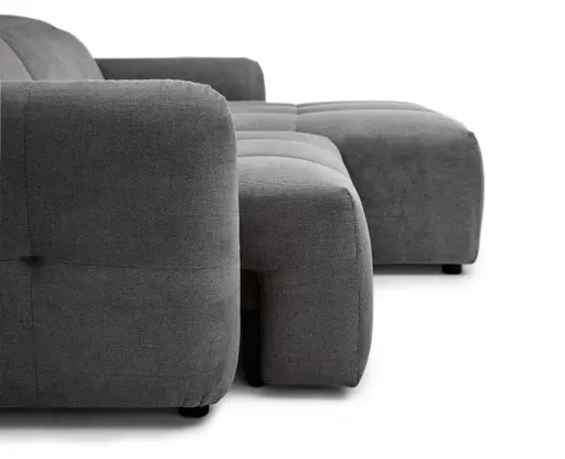 Ecksofa MADAN - 1,5-Sitzer mit Longchair rechts, Sitztiefe verstellbar motorisch, Kopfteil verstellbar, Stoff, Graphite