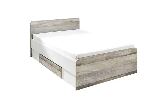 Bettgestell- Liegefläche ca. 140x200 cm, Holz Dekor, Weiß