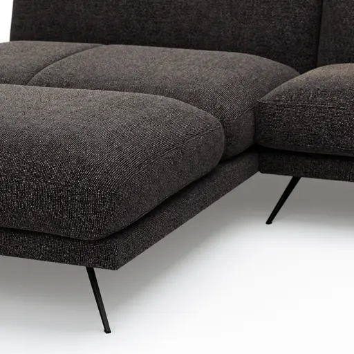 Ecksofa Valdemoro - Longchair mit 2,5-Sitzer rechts inkl. Rückenlehne verstellbar, Stoff, Anthrazit