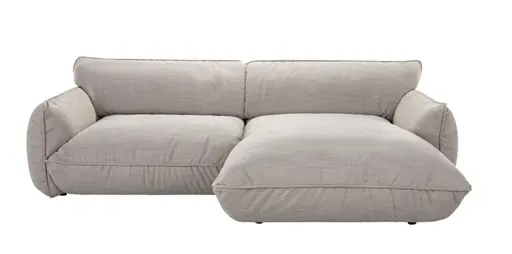 Ecksofa Fluffy - 2,5-Sitzer mit Longchair rechts inkl. Rückenlehne verstellbar, Stoff, Taupe