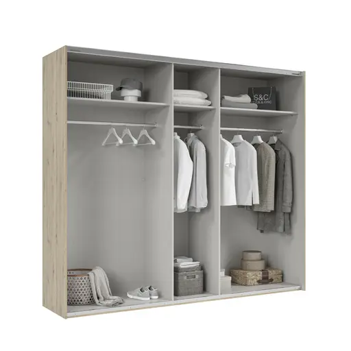 Schwebetürenschrank- B ca. 250 cm, Eiche Dekor 