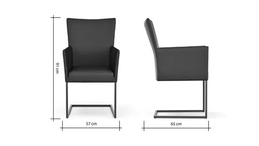 Freischwinger Penthouse - Leder, Dunkelblau, mit Armlehnen