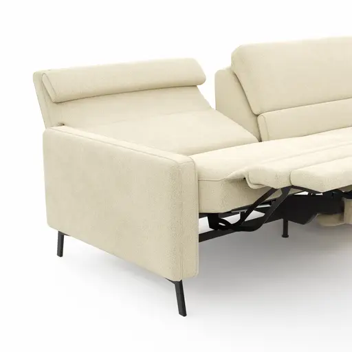 Ecksofa Valera - 3-Sitzer mit Ecke rechts inkl. Rückenlehne verstellbar und Relaxfunktion motorisch, Stoff, Natur