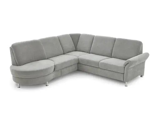 Ecksofa - Ecke links und 2,5-Sitzer, Drehsitz, Stoff, Silbergrau