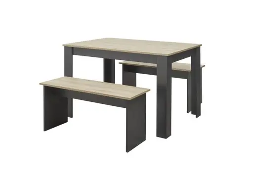 Esstischgruppe - Artisan Eiche Nachbildung, Anthrazit