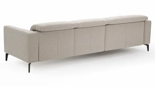 Ecksofa Rafaela 2.0 - Longchair mit 2,5-Sitzer rechts inkl. Sitzvorzug, Kopteilverstellung motorisch und Relaxfunktion motorisch im Longchair, Stoff, Champagner