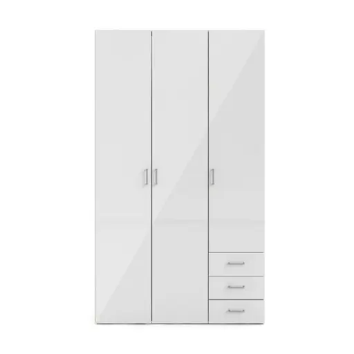 Drehtürenschrank- B ca. 116 cm, Weiß, Hochglanz