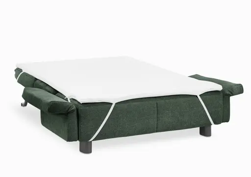 Faltsofa Easy - 2-Sitzer, ca. 140 cm inkl. Schlaffunktion/Topper/Armteil verstellbar, Stoff, Dunkelgrün