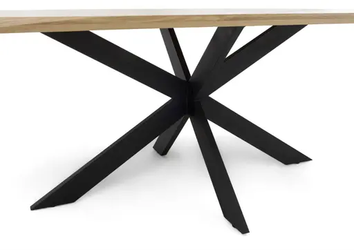 Esstisch - LB ca. 200x100 cm, Eiche massiv geölt, Wellenkante, Schwarz