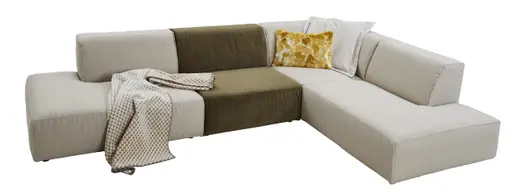 Ecksofa Elementos - Abschlusselement mit 1-Sitzer und Ecke rechts, Stoff, Natur