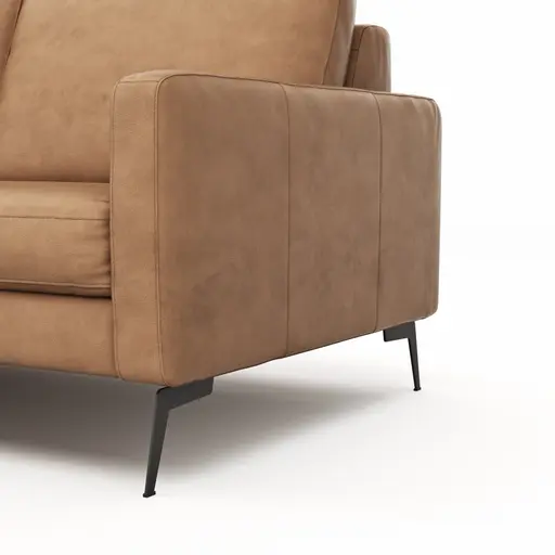 Ecksofa Enna - Longchair Links mit 3-Sitzer, Armlehne A, Leder, Cognac