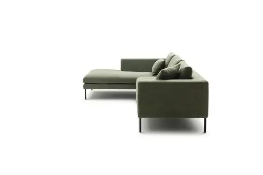 Ecksofa Helmi - Longchair links, 2,5-Sitzer, Stoff, Eukalyptus