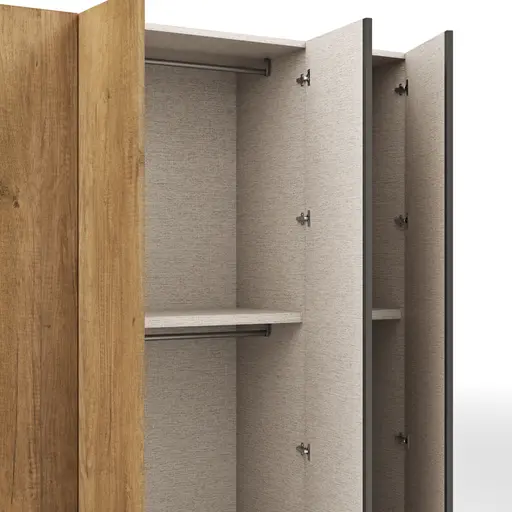 Drehtürenschrank Loretto - B ca. 254 cm, Melamin Astig hell