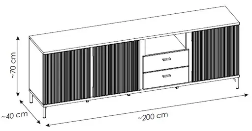 TV-Board - B ca. 200 cm, Schwarz