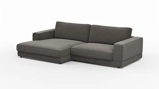 Ecksofa Juni - Longchair links mit 1,5-Sitzer, Stoff, Schwarz
