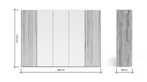 Drehtürenschrank Tigris - B. ca. 300 cm, Kernbuche massiv, geölt