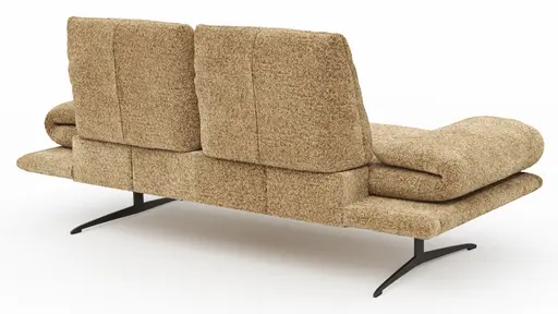 Sofa Lucero 2.0 - 2-Sitzer inkl. Drehsitz, Rollout-Armlehne und Sitztiefe verstellbar, Stoff, Cognac
