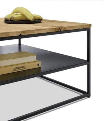 Couchtisch - LB ca. 70x70 cm, Wildeiche Massiv, Schwarz