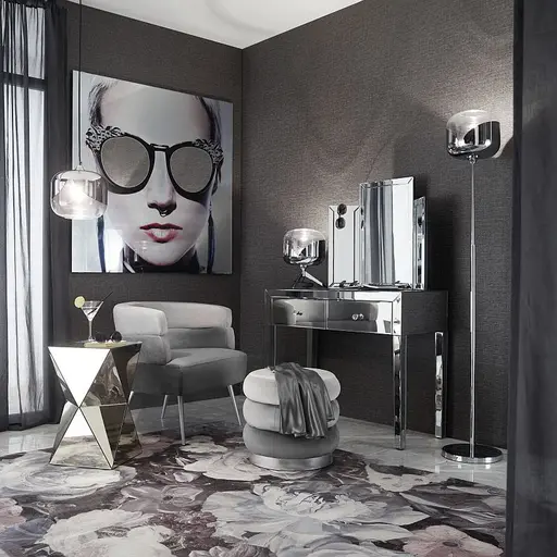 Stehleuchte- DH ca. 25x160 cm, Stahl, Verchromt, Silberfarben