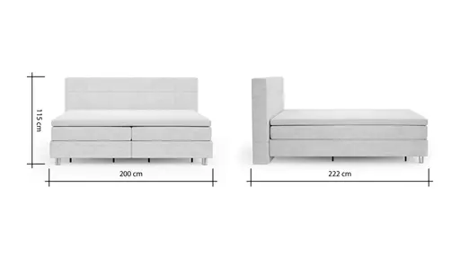 Boxspringbett Alpin - Liegefläche ca. 180x200 cm, Stoff, Graubeige