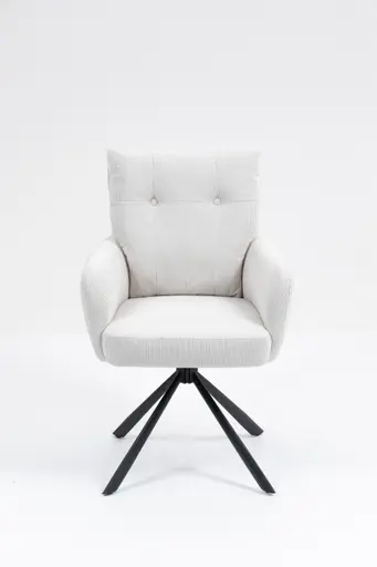 Armlehnstuhl - drehbar, Cord, Creme