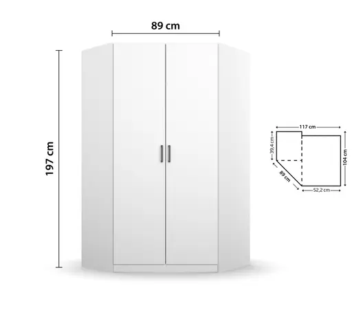 Eckschrank RHONDA- B ca. 117 cm, Weiß