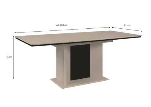 Esstisch - LB ca. 160x90 cm, Sand, Schwarz