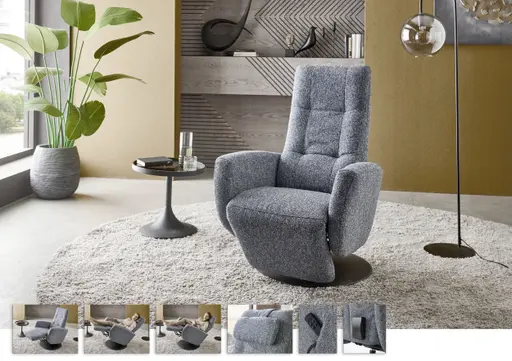 TV-Sessel - Größe S, Relaxfunktion, Kopfteil verstellbar, Stoff, Marine